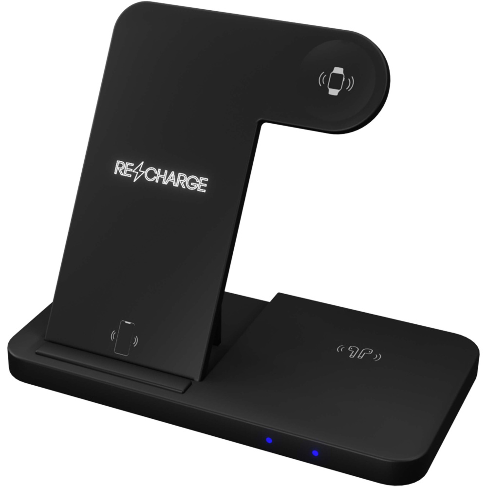Logo trade promotional merchandise picture of: SCX.design W28 3-in-1 wireless charging base with phone stand