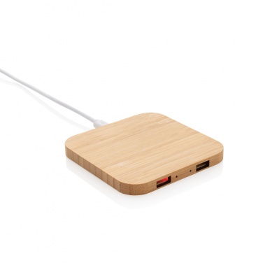 Logo trade reklaamkingituse pilt: Bambusest 5W juhtmevaba laadija USB-ga