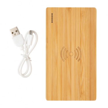 Logotrade reklaamkingituse foto: Bambusest 4000 mAh juhtmevaba 5W akupank
