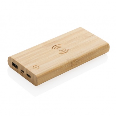 Logo trade reklaamtoote pilt: Bambusest 8000 mAh 5W juhtmevaba akupank