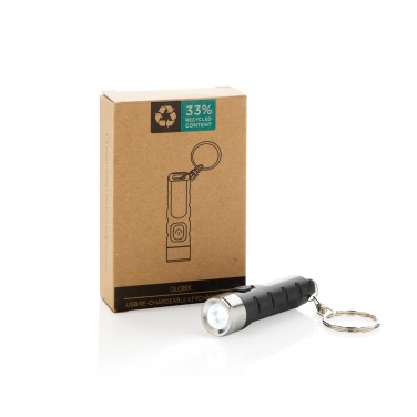 Logo trade firmakingituse pilt: Globix RCS taaskasutatud plastist USB taaslaetav võtmehoidja taskulamp