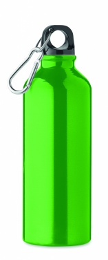 Logo trade reklaamtoote pilt: Taaskasutatud alumiiniumist valmistatud ühekordse seinaga joogipudel 500 ml karabiiniga