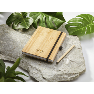 Logotrade reklaamkingid pilt: BambooPlus paberist märkmik A5 – tindivaba pliiats