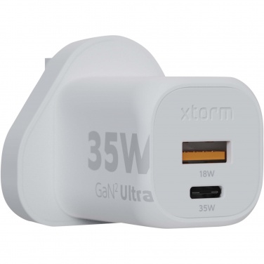 Logo trade mainoslahja ja liikelahja tuotekuva: Xtorm XEC035 GaN² Ultra 35 W seinälaturi – Iso-Britannian pistoke
