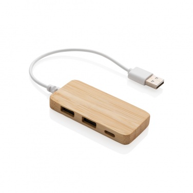 Logo trade mainoslahjat tuotekuva: Bambuinen USB tyypin C hub