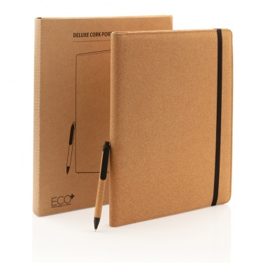 Logotrade mainoslahjat kuva: Deluxe korkki portfolio A4 kynällä