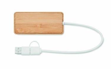 Logotrade mainoslahja tuotekuva: 3 portin USB-keskitin bambua