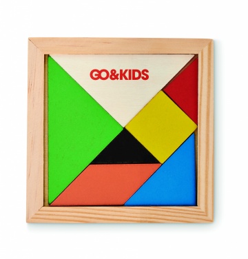 Logo trade mainoslahja kuva: Tangram-palapeli puusta