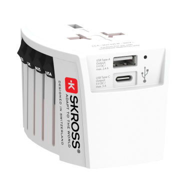 Logotrade mainoslahja ja liikelahja kuva: SKROSS World Travel MUV 2-napainen USB A ja C adapteri
