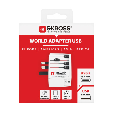 Logotrade liikelahjat mainoslahjat tuotekuva: SKROSS World Travel MUV 2-napainen USB A ja C adapteri