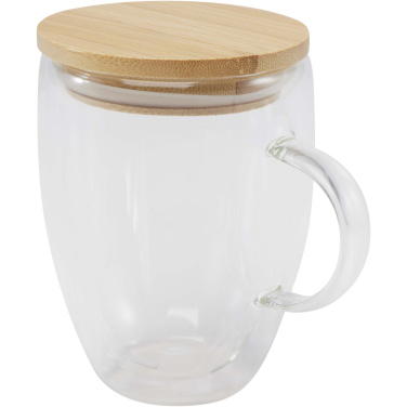 Logotrade liikelahja tuotekuva: Leona 350 ml:n lasikuppi bambukannella