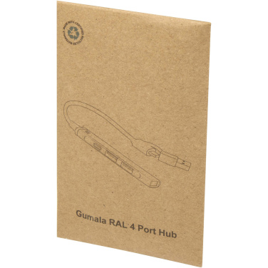 Logo trade liikelahja kuva: Alkaid 4-porttinen kierrätetystä alumiinista valmistettu USB-A- ja Type-C-keskitin, jossa kaksi sisääntuloa