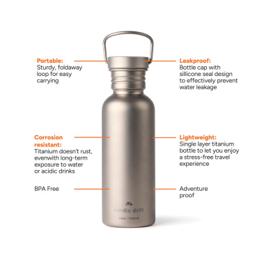 Logotrade mainoslahjat ja liikelahjat tuotekuva: Nordic Drift Trail -ultrakevyt titaanijuomapullo 600 ml