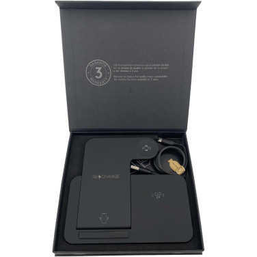 Logo trade liikelahja kuva: SCX.design W28 3-in-1 langaton latausalusta puhelinjalustalla