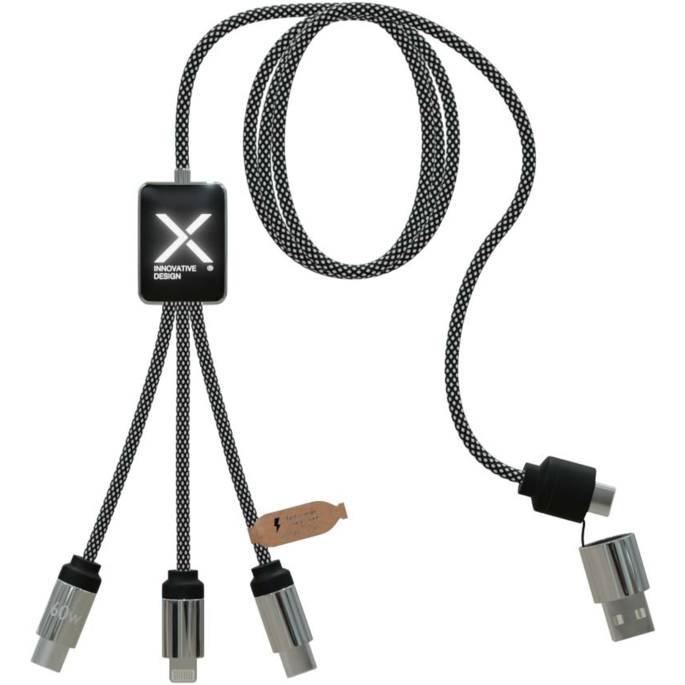 Logotrade mainostuotet kuva: SCX.design C33 60 W:n Type-C-latauskaapeli, jossa on kaksi valaistua logoa