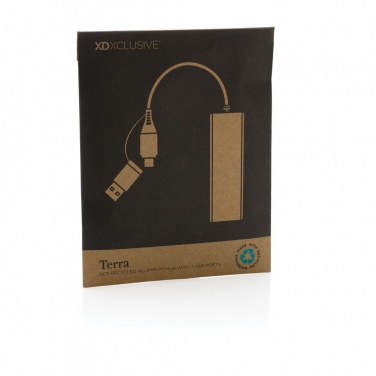 Logotrade dovana nuotrauka: Terra RCS perdirbto aliuminio šakotuvas su 3 USB prievadais