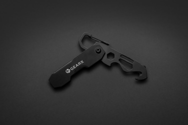 Logotrade dovana nuotrauka: Sulankstomas „Gear X“ kasdienio naudojimo įrankis su karabinu ir siuntų pjaustytuvu