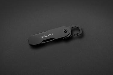 Logotrade verslo dovanos nuotrauka: Sulankstomas „Gear X“ kasdienio naudojimo įrankis su karabinu ir siuntų pjaustytuvu