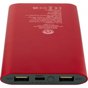Logotrade dāvanas foto: Juice 8000 mAh C tipa pārstrādāta alumīnija bezvadu barošanas banka