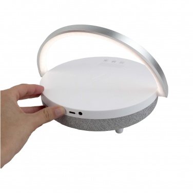 Logotrade korporatīvās dāvanas foto: Prixton 4-in-1 10W Bluetooth® skaļrunis ar LED gaismu un bezvadu uzlādes bāzi