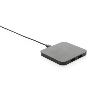 Logotrade dāvanas foto: RCS pārstrādāta plastmasas 10 W bezvadu lādētājs ar USB portiem