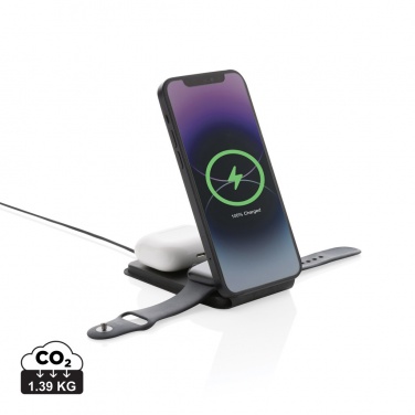 Logotrade Ideja dāvanas foto: Swiss Peak RCS rPU 15W 3-in-1 magnētiskais bezvadu lādētājs