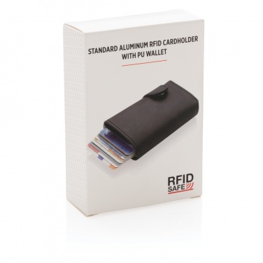 Logotrade Ideja dāvanas foto: Standarta alumīnija RFID karšu turētājs ar PU maku