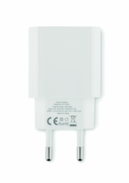 Logotrade Ideja dāvanas foto: 20W 2 portu USB lādētāja EU spraudnis