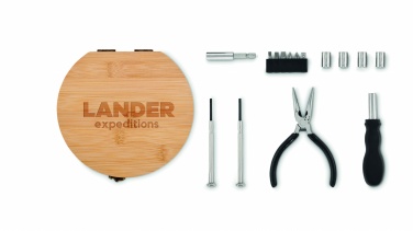 Logotrade dāvanas foto: 15 gabalu instrumentu komplekts bambusa futrālis