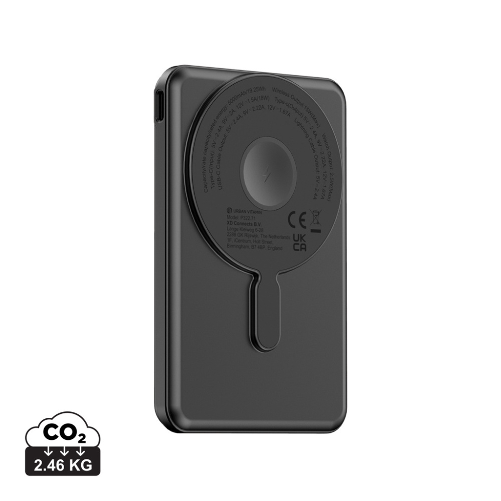 Logotrade dāvanas foto: Urban Vitamin Redwood 5in1 5000mah 20W PD magnētiskā jaudas banka