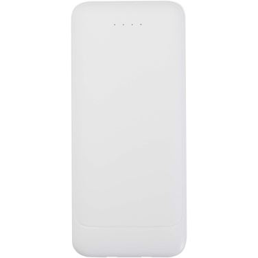 Logotrade ziemassvētku dāvanas foto: Adhil 10.000 mAh 10W pārstrādātas plastmasas pārnēsājamais akumulators ar 2 iebūvētiem kabeļiem