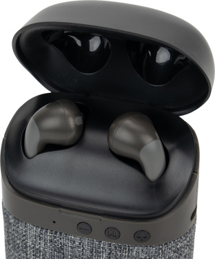 Logotrade biznesa dāvanas foto: Bluetooth skaļrunis HF01 ar iebūvētiem austiņām 2 vienā