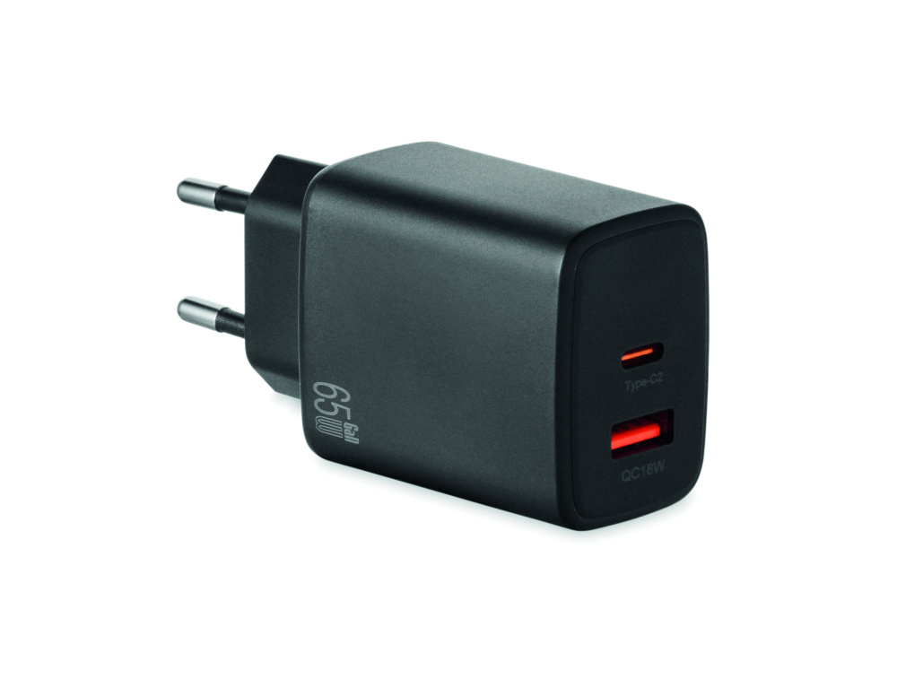 Logotrade Ideja dāvanas foto: ES 2 polu sienas adapteris/lādētājs