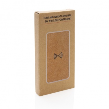 Логотрейд pекламные подарки картинка: Беспроводной внешний аккумулятор Cork and Wheat Straw 8000 мАч 5 Вт