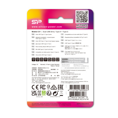 Лого трейд pекламные продукты фото: Флешка USB/тип - C Silicon Power Mobile C31 3.0 OTG