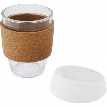 Logotrade presentreklam bild: Lidan 360 ml termos i borosilikatglas med korkgrepp och silikonlock