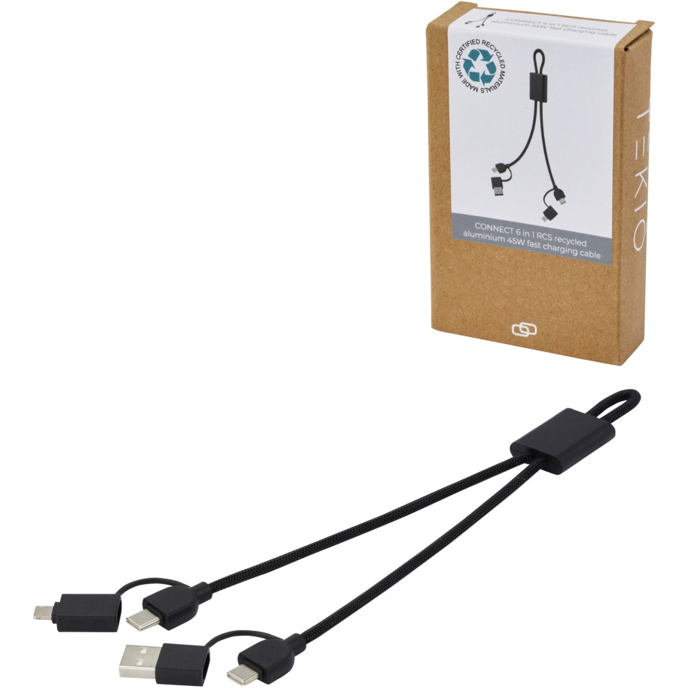 Logotrade profilprodukter bild: Connect 6-i-1 45 W snabbladdningskabel av RCS-återvunnen aluminium