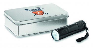 Logotrade presentreklam bild: LED-ficklampa i plåtask