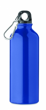 Logotrade reklamprodukter bild: Enväggig 500 ml vattenflaska tillverkad av återvunnet aluminium med karbinhake