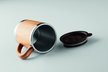 Logotrade presentreklam bild: Mugg rostfritt och Bambu 300ml