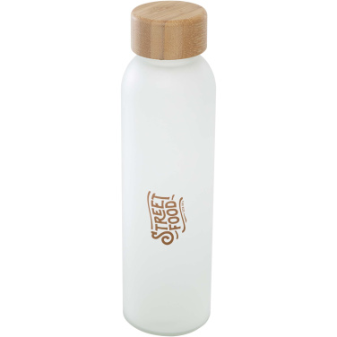 Logotrade profilreklam bild: Lume 500 ml matt glasflaska av silikatglas med bambulock