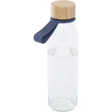 Logotrade reklamprodukter bild: Porto 500 ml vattenflaska av glas med silikonhandtag och bambulock