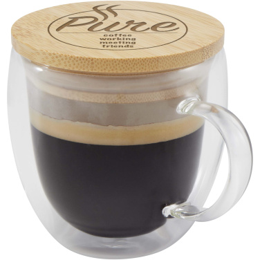 Logotrade presentreklam bild: Lenora 250 ml glasmugg med bambulock
