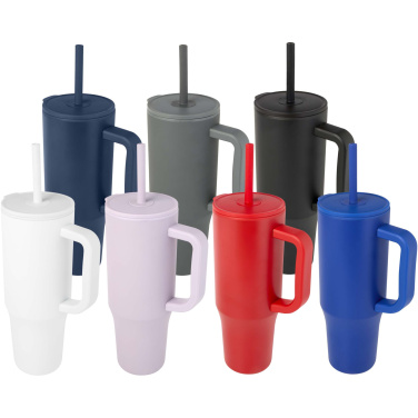 Logotrade kampanjprodukter bild: Brady 900 ml RCS-certifierad isolerad mugg med silikonsugrör