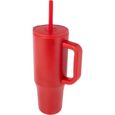 Logotrade presentreklam bild: Brady 900 ml RCS-certifierad isolerad mugg med silikonsugrör