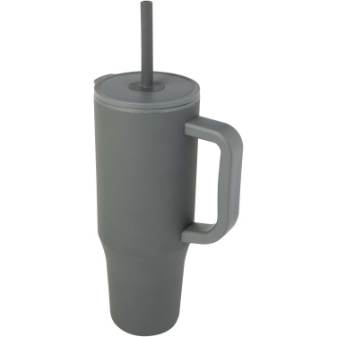 Logotrade presentreklam bild: Brady 900 ml RCS-certifierad isolerad mugg med silikonsugrör