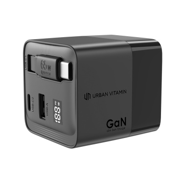 Logotrade profilreklam bild: Urban Vitamin Mendocino 65W GaN-laddare med utdragbar kabel
