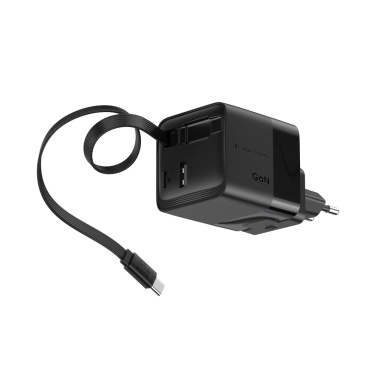 Logotrade kampanjprodukter bild: Urban Vitamin Mendocino 65W GaN-laddare med utdragbar kabel