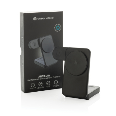 Logotrade kampanjprodukter bild: Urban Vitamin Arcadia RCS rplastic 15W 3i1 magnetisk laddare