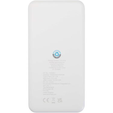 Logotrade profilreklam bild: Intan 10 000 mAh 10 W powerbank av återvunnen plast
